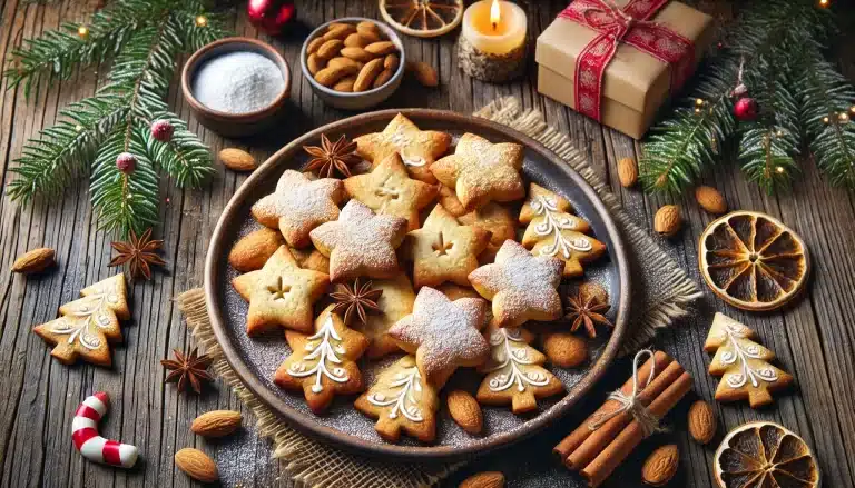 Estas galletas de Navidad sin gluten son la elección ideal para quienes buscan opciones deliciosas sin comprometer la textura y el sabor. Hechas con harina de almendra, estas galletas son naturalmente crujientes y cuentan con el toque especial de especias como canela y jengibre, aportándoles ese sabor cálido y reconfortante tan característico de la época. Además de ser aptas para celiacos, estas galletas son muy fáciles de preparar en casa, sin ingredientes complicados ni técnicas difíciles. Los ingredientes son básicos, y el proceso es lo suficientemente sencillo como para hacerlas junto a los más pequeños de la familia, quienes disfrutarán cortando formas festivas como estrellas, arbolitos o corazones. ¡Sin duda, estas galletas no solo serán un regalo delicioso, sino también una actividad divertida para compartir en familia! 🎅 Ingredientes: 200 g de harina de almendra sin gluten 80 g de azúcar moreno 100 g de mantequilla a temperatura ambiente 1 huevo grande 1 cucharadita de canela en polvo 1/2 cucharadita de jengibre en polvo 1/2 cucharadita de bicarbonato de sodio (sin gluten) Una pizca de sal Opcional: Decoración con glaseado sin gluten o azúcar glass 📝 Instrucciones Paso a Paso: 👩‍🍳 Paso 1: Prepara la mezcla húmeda En un bol grande, bate la mantequilla y el azúcar moreno hasta que se forme una mezcla esponjosa. Agrega el huevo y continúa batiendo hasta que esté completamente integrado. 👩‍🍳 Paso 2: Incorpora los ingredientes secos En otro recipiente, mezcla la harina de almendra, la canela, el jengibre, el bicarbonato y la sal. Añade esta mezcla poco a poco a la mezcla de mantequilla y huevo, y remueve hasta que obtengas una masa homogénea. 👩‍🍳 Paso 3: Forma las galletas Precalienta el horno a 180°C. Extiende la masa entre dos papeles de hornear hasta obtener un grosor de aproximadamente 5 mm. Usa cortadores de galletas navideños y colócalas en una bandeja con papel para hornear. 🔥 Paso 4: Hornea las galletas Hornea durante 8-10 minutos o hasta que los bordes estén dorados. Retira del horno y deja que se enfríen completamente antes de decorarlas con glaseado o azúcar glass si lo deseas. 💡 Consejos para unas Galletas Navideñas Perfectas: Aroma extra: Agrega una pizca de nuez moscada para intensificar el sabor. Decoración navideña: Usa glaseado sin gluten y colorantes naturales para darle vida a tus galletas. Conservación: Guarda las galletas en un recipiente hermético para que mantengan su frescura por más tiempo. 📝 Información Nutricional (por galleta, aproximado): Calorías: 95 kcal Carbohidratos: 8 g Grasas: 6 g Proteínas: 2 g Fibra: 1 g 🎄 Conclusión Final sobre las Galletas Navideñas Sin Gluten con Harina de Almendra 🍪🎅 Estas galletas navideñas sin gluten son perfectas para agregar a tu repertorio de recetas festivas. La harina de almendra les proporciona un toque crujiente y el sabor suave de la canela y el jengibre realza el espíritu navideño. Son ideales para hacer con niños y sorprender a familiares y amigos con una opción libre de gluten que no sacrifica ni la textura ni el sabor. ¡Prueba esta receta y disfruta de unas galletas navideñas únicas y saludables! FAQ sobre las Galletas Navideñas Sin Gluten con Harina de Almendra ❄️ ¿Puedo congelar la masa de las galletas? Sí, puedes congelar la masa envuelta en plástico. Solo debes descongelarla en el refrigerador antes de hornear. 🎄 ¿Cómo puedo hacer las galletas más dulces? Puedes añadir un poco más de azúcar o decorar con glaseado de azúcar glass sin gluten. 🍪 ¿Qué otras especias se pueden agregar? Además de canela y jengibre, prueba una pizca de clavo o cardamomo para un toque aún más especial. 🍯 ¿Puedo sustituir el azúcar moreno? Sí, puedes usar azúcar de coco o miel para un toque diferente en sabor y color. 🎅 ¿Cuánto tiempo duran las galletas una vez hechas? Si las guardas en un recipiente hermético, se mantienen frescas hasta por una semana.