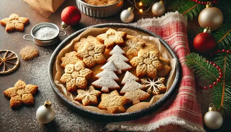 Estas galletas navideñas sin gluten y sin lactosa son ideales para disfrutar de la magia de la Navidad sin preocuparse por intolerancias. Hechas con harina de coco, tienen una textura suave y un toque dulce natural que combina perfectamente con los sabores festivos de canela, vainilla y jengibre. Son fáciles de preparar y perfectas para compartir con la familia y amigos en esta temporada especial. La harina de coco, además de ser libre de gluten, aporta fibra y un delicioso sabor tropical que se equilibra con las especias tradicionales de la Navidad. Puedes decorarlas con glaseado sin lactosa o disfrutarlas tal cual. ¡Una receta que hará que tu Navidad sea aún más dulce! 🎅 Ingredientes: 150 g de harina de coco sin gluten 100 g de margarina vegetal sin lactosa (a temperatura ambiente) 100 g de azúcar de coco o moreno 2 huevos grandes 1 cucharadita de extracto de vainilla 1/2 cucharadita de canela en polvo 1/4 cucharadita de jengibre molido 1/4 cucharadita de bicarbonato de sodio 1 pizca de sal 🥣 Instrucciones Paso a Paso: 🎅 Paso 1: Mezcla los ingredientes húmedos Bate la margarina vegetal con el azúcar de coco hasta obtener una mezcla cremosa. Añade los huevos uno a uno, batiendo bien después de cada adición, y el extracto de vainilla. 🌟 Paso 2: Integra los ingredientes secos En otro bol, mezcla la harina de coco, la canela, el jengibre, el bicarbonato y la sal. Incorpora esta mezcla poco a poco a los ingredientes húmedos, hasta formar una masa suave y manejable. ❄️ Paso 3: Forma las galletas Extiende la masa entre dos hojas de papel de hornear. Usa cortadores con formas navideñas (estrellas, árboles, copos de nieve) y coloca las galletas en una bandeja cubierta con papel de hornear. 🔥 Paso 4: Hornea las galletas Precalienta el horno a 180°C y hornea durante 8-10 minutos, o hasta que los bordes estén ligeramente dorados. Deja enfriar en una rejilla antes de servir. 🎄 Consejos para Personalizar tus Galletas Navideñas: Añade una pizca de clavo molido para un toque extra festivo. Decóralas con glaseado sin lactosa o espolvorea azúcar glas para un efecto de nieve. Guarda las galletas en un recipiente hermético para mantenerlas frescas por más tiempo. 📝 Información Nutricional (por galleta, aproximado): Calorías: 95 kcal Carbohidratos: 8 g Grasas: 6 g Proteínas: 2 g Fibra: 2 g Conclusión Final sobre las Galletas Navideñas Sin Gluten y Sin Lactosa 🎄🍪 Estas galletas son una opción deliciosa y saludable para celebrar la Navidad. Su textura única y su aroma especiado las convierten en un imprescindible para estas fiestas. La harina de coco y la ausencia de lactosa hacen que esta receta sea perfecta para quienes buscan opciones inclusivas sin sacrificar el sabor. ¡Atrévete a prepararlas y sorprende a todos con una Navidad sin gluten y sin lactosa! Preguntas Frecuentes sobre las Galletas Navideñas Sin Gluten y Sin Lactosa: ❓ ¿Puedo sustituir la harina de coco por otra harina sin gluten? ✨ Sí, pero ajusta la cantidad de líquido, ya que la harina de coco absorbe más humedad que otras. ❓ ¿Cuánto tiempo duran estas galletas? ✨ Puedes conservarlas en un recipiente hermético hasta por 7 días. ❓ ¿Puedo hacerlas sin huevo? ✨ Claro, usa sustitutos como puré de manzana o semillas de chía hidratadas. ❓ ¿Se pueden congelar? ✨ Sí, congélalas en un recipiente hermético hasta por 3 meses. ❓ ¿Puedo hacerlas más dulces? ✨ Añade más azúcar de coco o decóralas con glaseado sin lactosa.