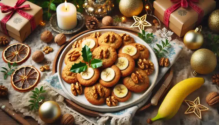Receta Navideña de Galletas de Plátano y Nueces Sin Gluten y Sin Harina
