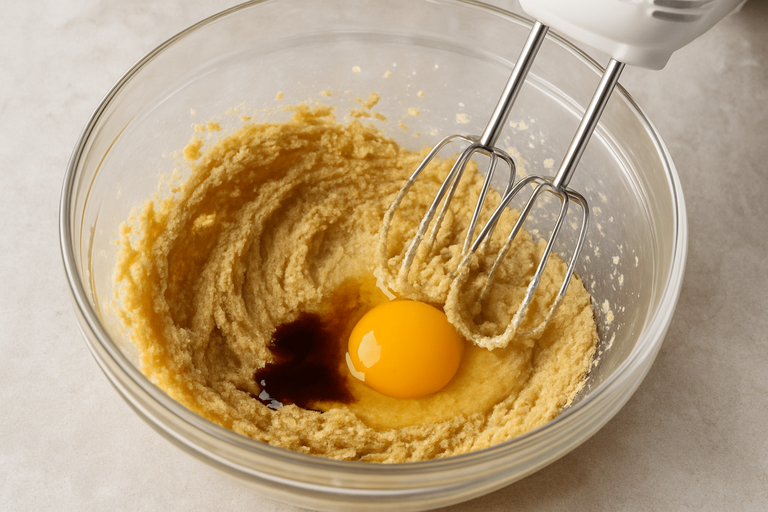 🥣 Paso 2: Añade los ingredientes secos
Incorpora el preparado panificable sin gluten, la levadura y la sal. Mezcla hasta que la masa esté uniforme, sin grumos.