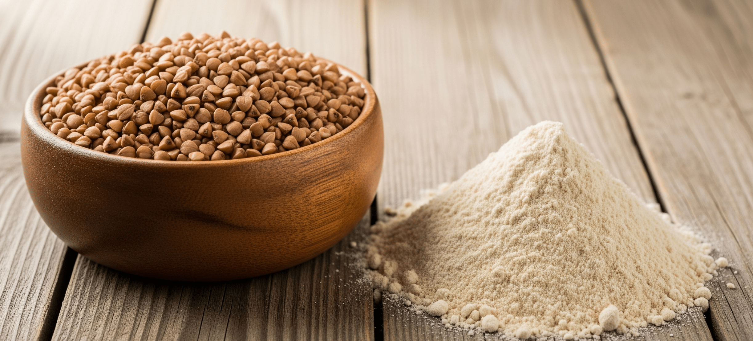 🍀 Conclusiones Finales sobre el Trigo Sarraceno El trigo sarraceno es mucho más que una simple harina sin gluten: es un superalimento que combina proteínas completas, fibra, antioxidantes y minerales esenciales. Su poder antiinflamatorio, su capacidad para regular el azúcar en sangre y su aporte de nutrientes lo convierten en un ingrediente ideal para cualquier dieta saludable, especialmente para personas con celiaquía, intolerancia al gluten o que buscan alternativas más nutritivas que las harinas refinadas. En repostería, especialmente en galletas sin gluten, el trigo sarraceno aporta un sabor único y una textura inigualable, pudiendo combinarse con otras harinas sin gluten para resultados aún más deliciosos. Consumir este tipo de harinas no solo mejora la salud digestiva y cardiovascular, sino que también ayuda a mantener la energía estable durante todo el día. 💡 Conclusión clave: incluir trigo sarraceno en tu cocina es apostar por una alimentación más completa, natural y saludable. 🍪 Recetas con Trigo Sarraceno Si quieres descubrir más formas deliciosas de usar esta harina, puedes visitar nuestra sección especial con recetas exclusivas de galletas y repostería con trigo sarraceno: 👉 Recetas con Harina de Sarraceno Allí encontrarás ideas para: Galletas crujientes con canela y miel Cookies energéticas con cacao Galletas de sarraceno y coco Bizcochitos y muffins sin gluten