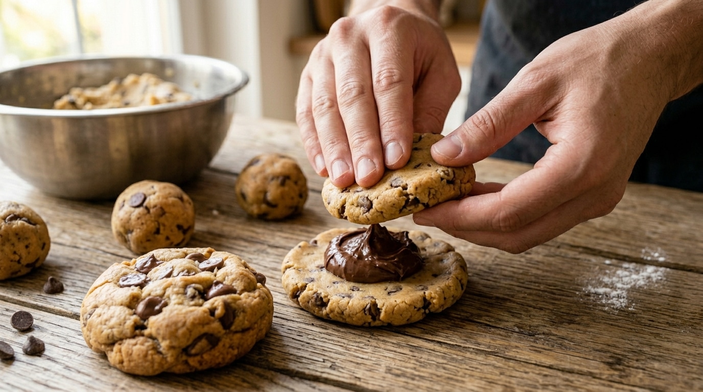 RECETA DE CRUMBL COOKIES rellenas de crema de chocolate las galletas más virales