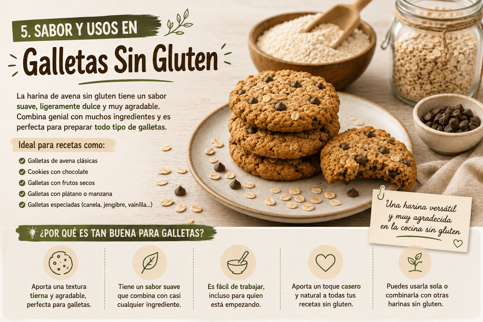Harina de avena sin gluten para hacer galletas