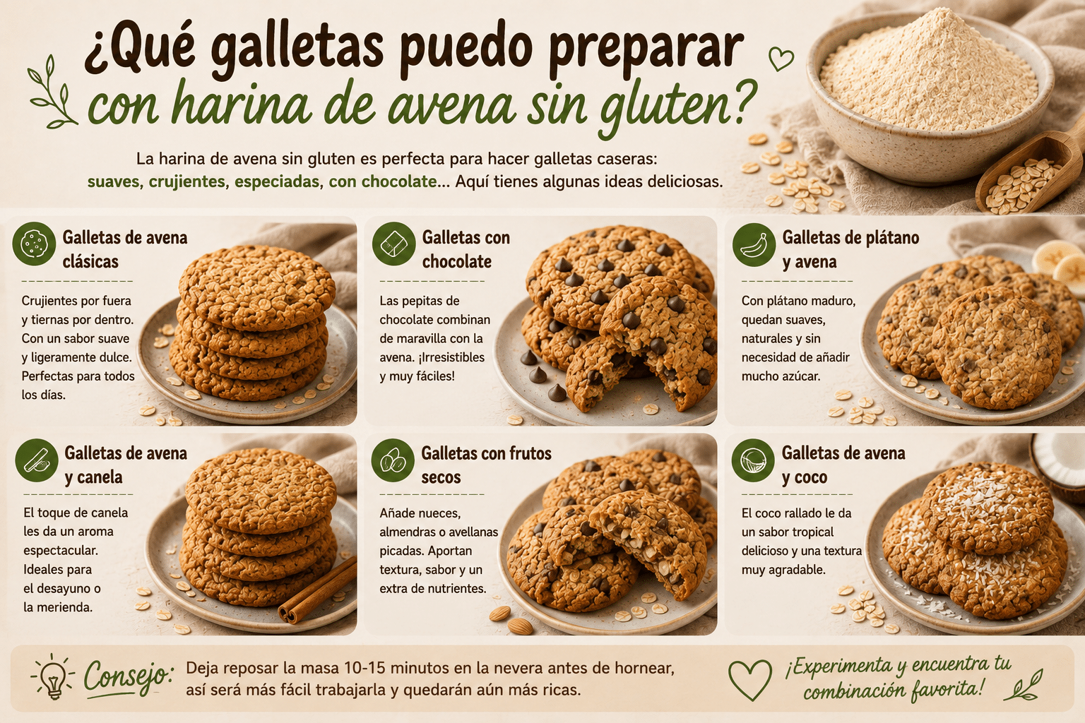 ¿Qué recetas puedo preparar con harina de avena sin gluten?