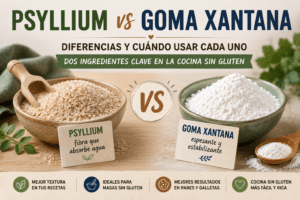 Psyllium vs goma xantana: diferencias y cuándo usar cada uno.