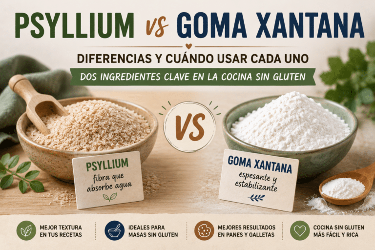 Psyllium vs goma xantana: diferencias y cuándo usar cada uno.