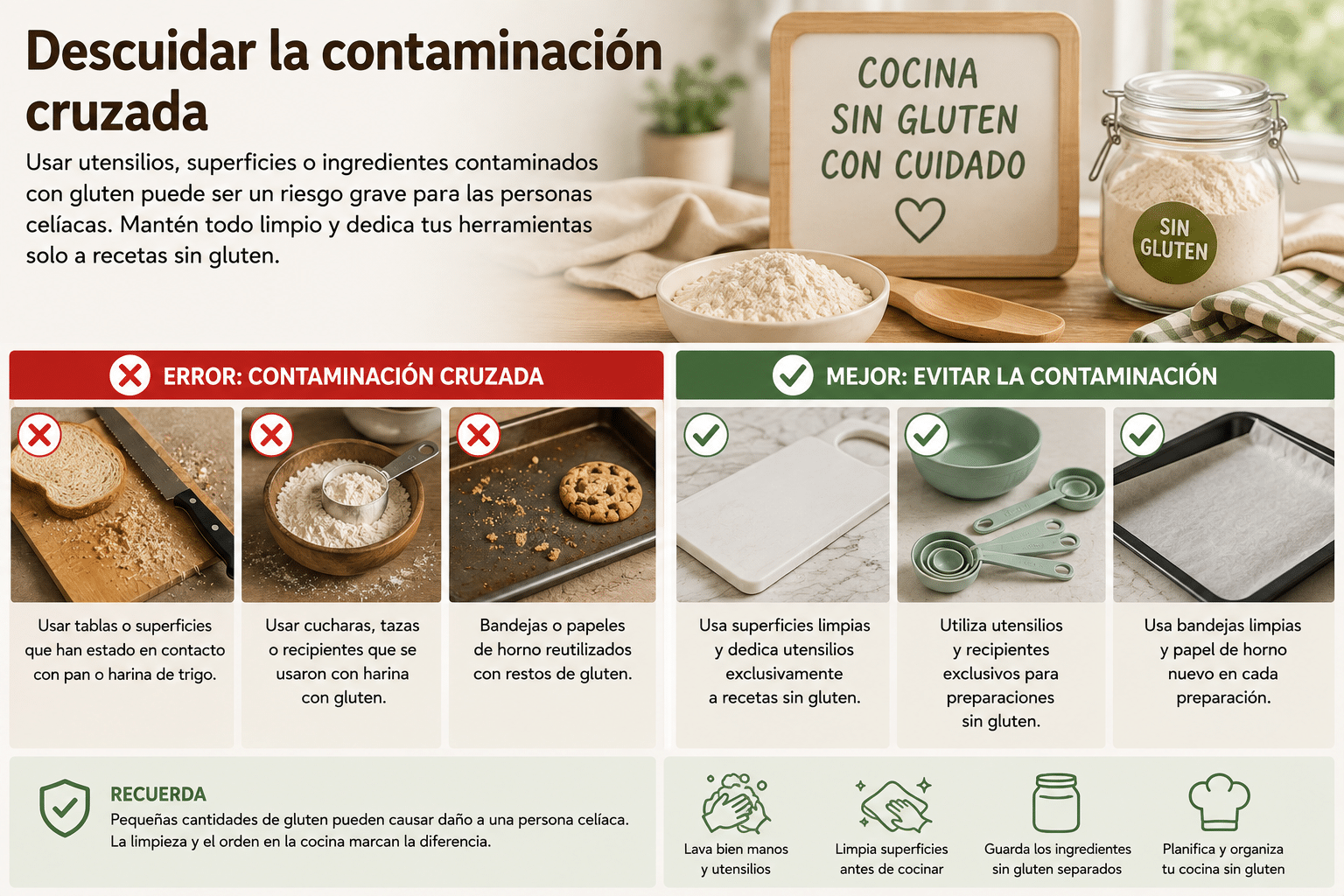 Descuidar la contaminación cruzada