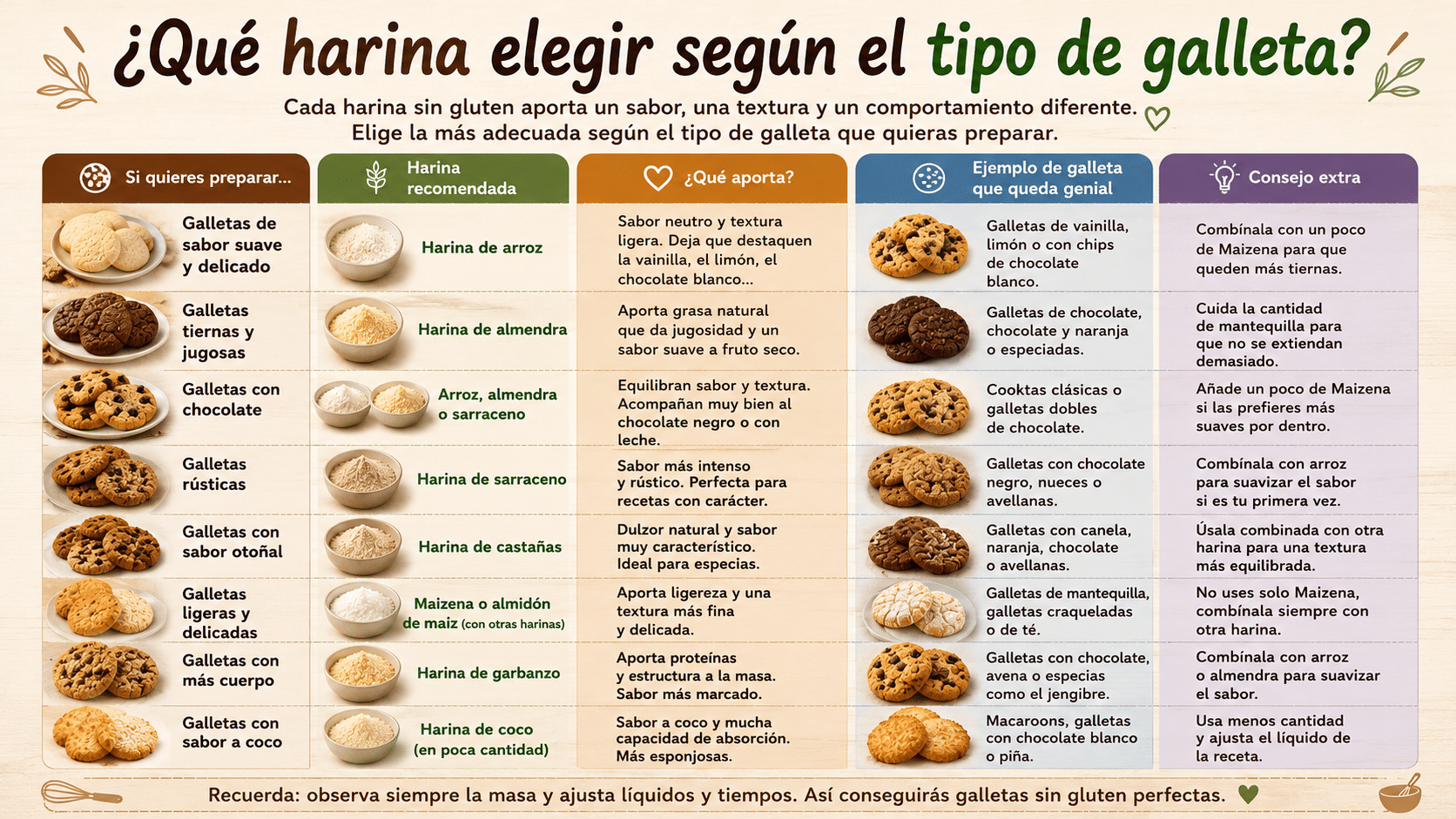 ¿Qué harina elegir según el tipo de galleta?