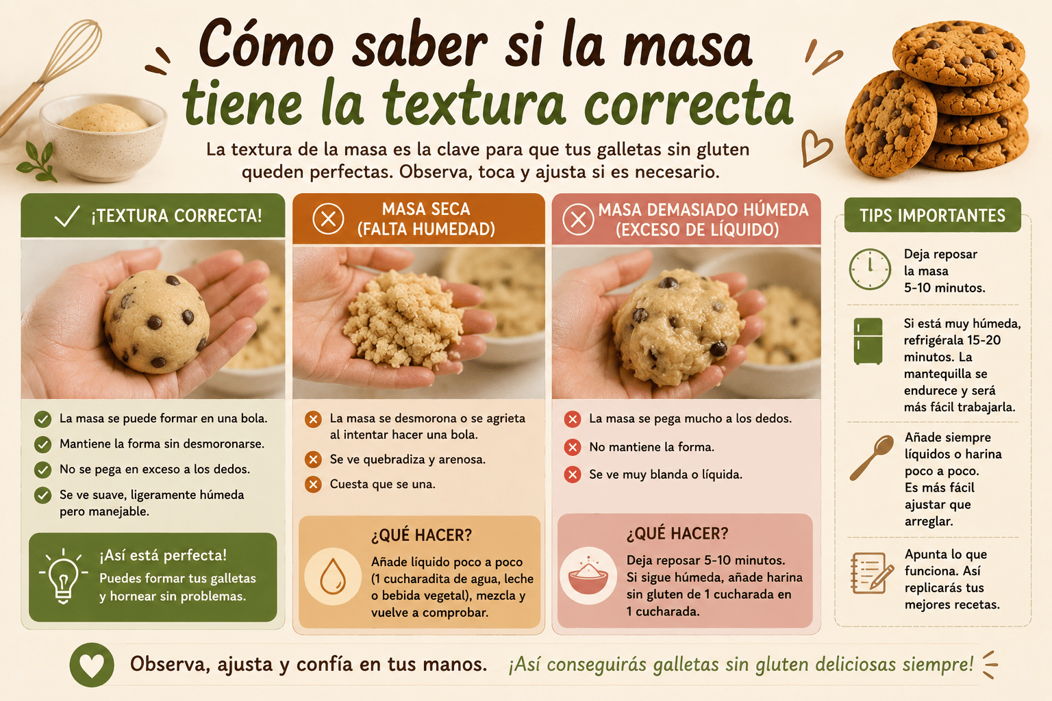 Cómo saber si la masa tiene la textura correcta