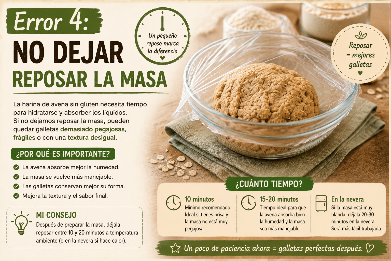 Error 4: No dejar reposar la masa de galletas sin gluten