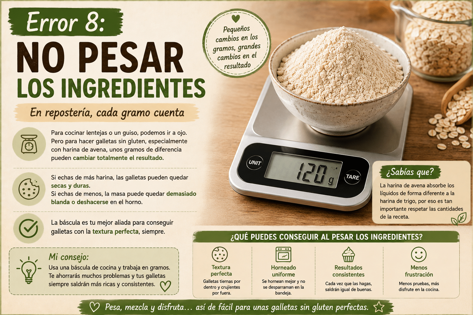 Error 8: No pesar los ingredientes de las galletas sin gluten