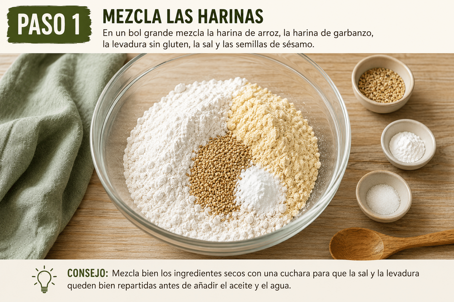 👩‍🍳 Paso 1: Mezcla las harinas