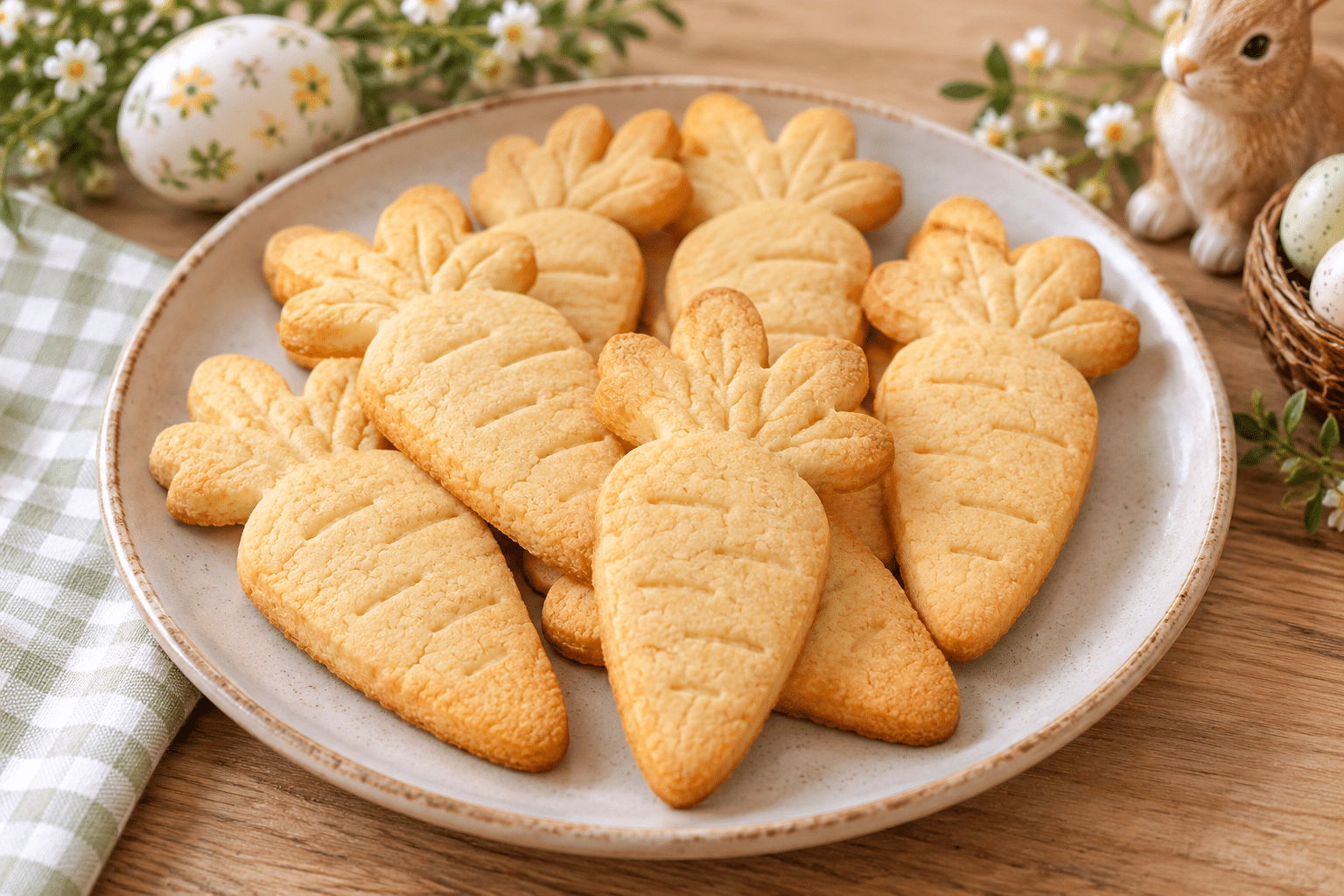 Galletas de Pascua de maicena con forma de zanahoria sin gluten