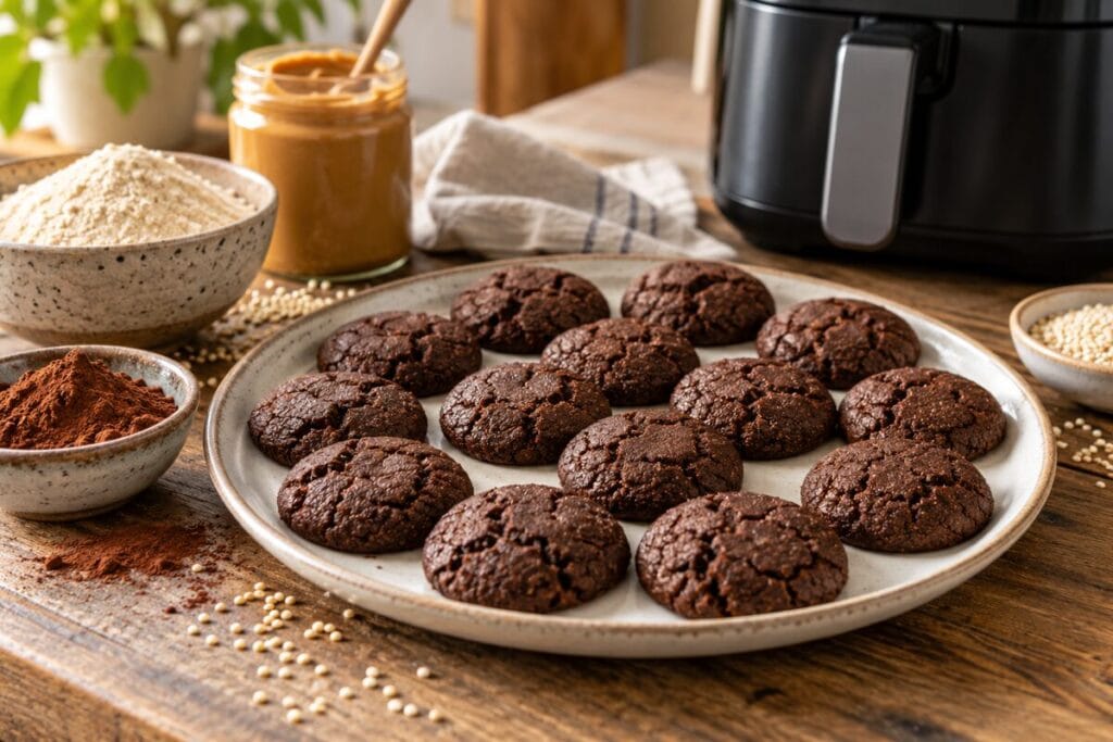 Galletas de quinoa y cacao sin gluten terminadas en airfryer