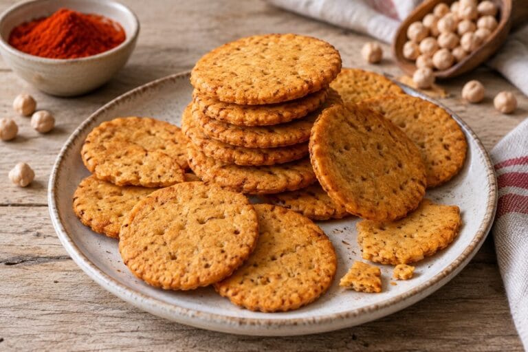 Galletas saladas de garbanzo y pimentón sin gluten terminadas en airfryer