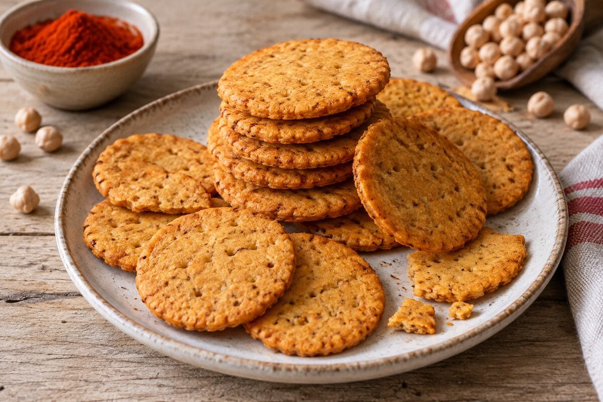 Galletas saladas de garbanzo y pimentón sin gluten terminadas en airfryer