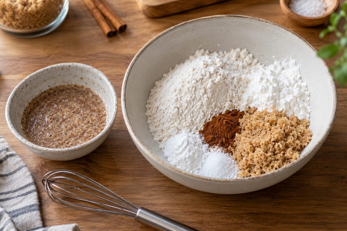 Lino hidratado junto a harina de arroz, maicena y canela