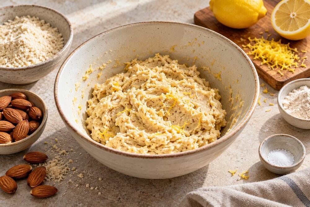 Masa proteica de almendra y limón sin gluten