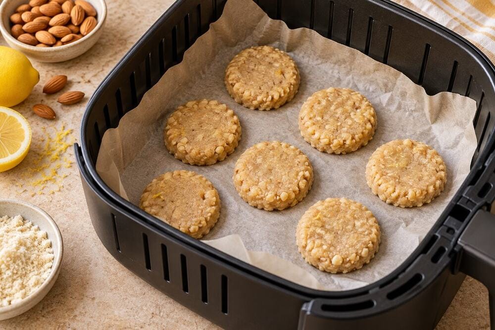 Galletas de almendra y limón formadas antes de la airfryer