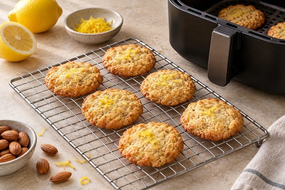 Galletas proteicas de almendra y limón recién cocinadas