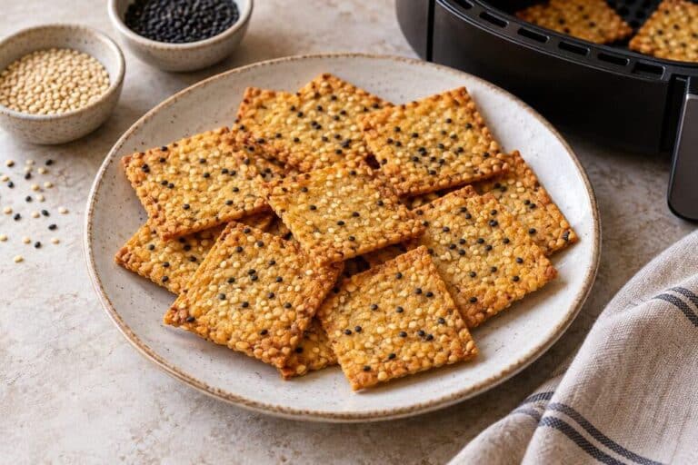 Crackers de garbanzo y sésamo en airfryer sin gluten