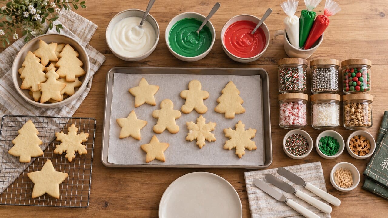 Mesa limpia para decorar galletas sin gluten sin contaminación cruzada