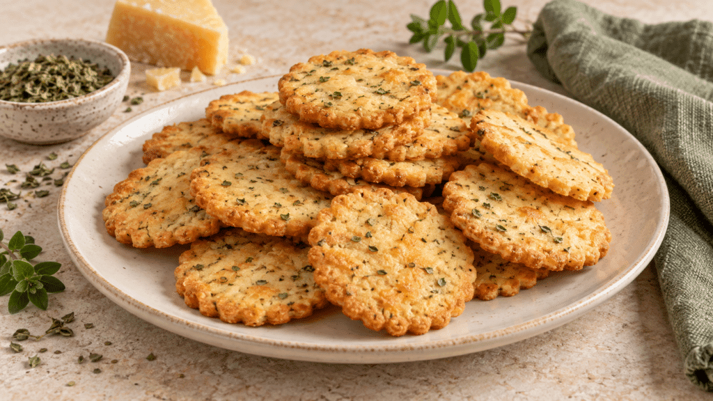 Galletas saladas sin gluten y sin huevo con queso y orégano