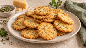 Galletas saladas sin gluten y sin huevo con queso y orégano