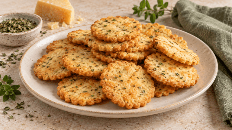 Galletas saladas sin gluten y sin huevo con queso y orégano