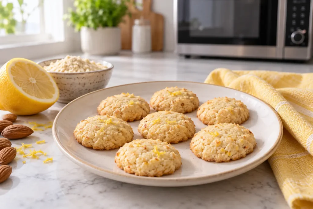 Galletas de almendra y limón al microondas sin gluten terminadas