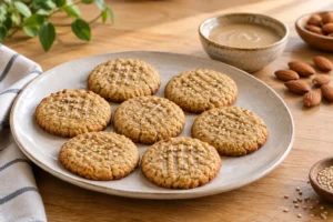 Galletas de almendra y tahini al microondas veganas sin gluten