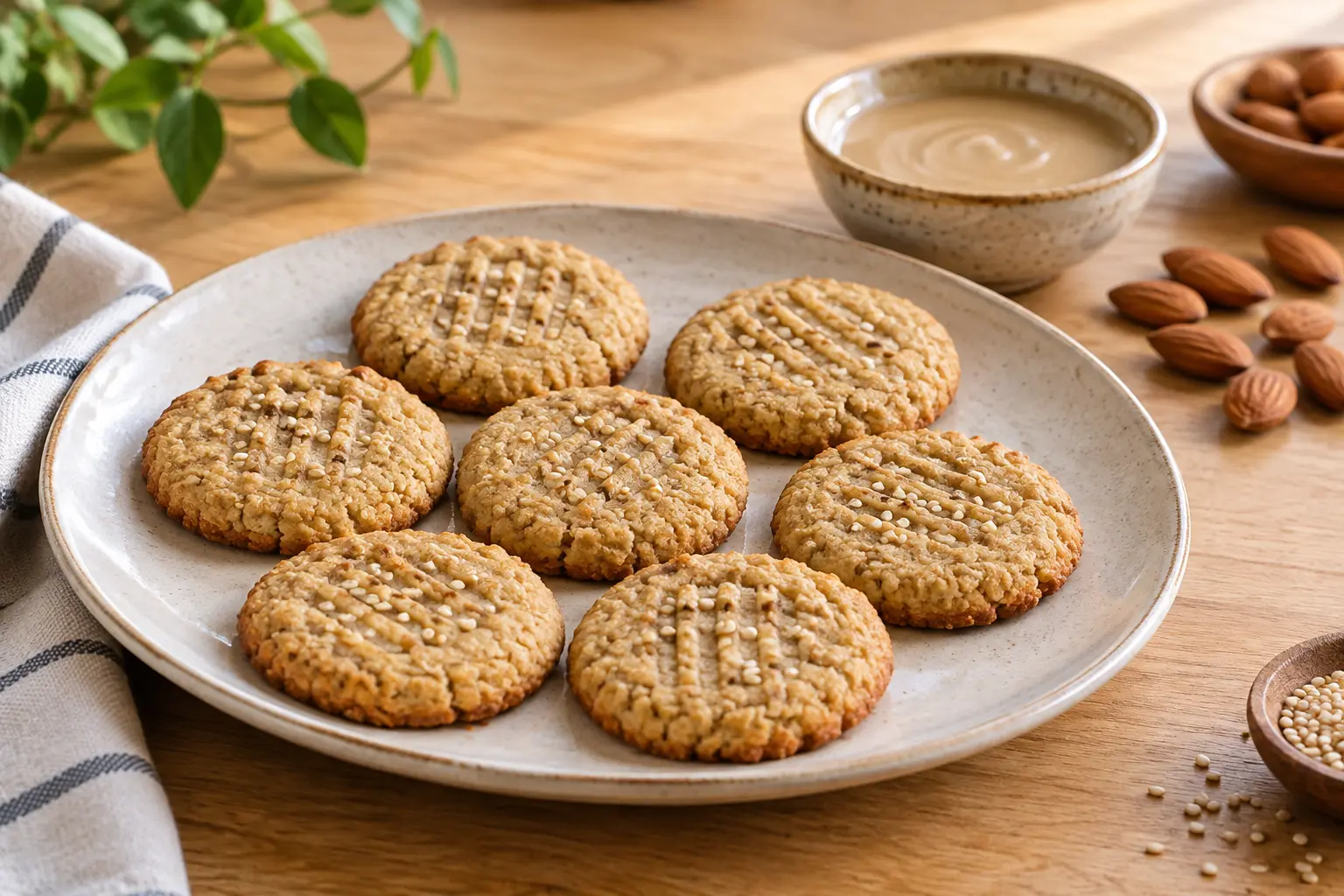 Galletas de almendra y tahini al microondas veganas sin gluten terminadas