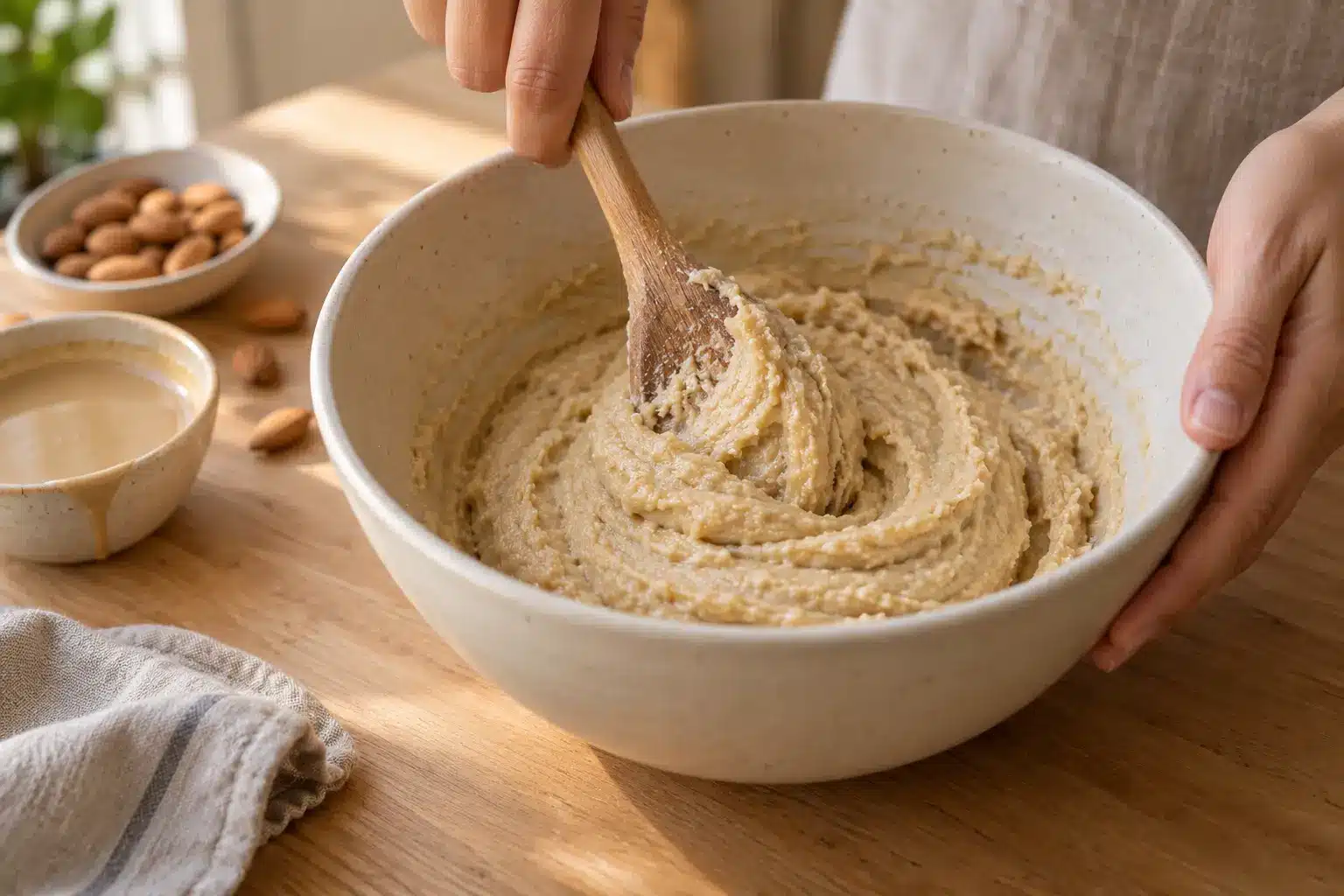 Paso 2: unir la masa de almendra y tahini