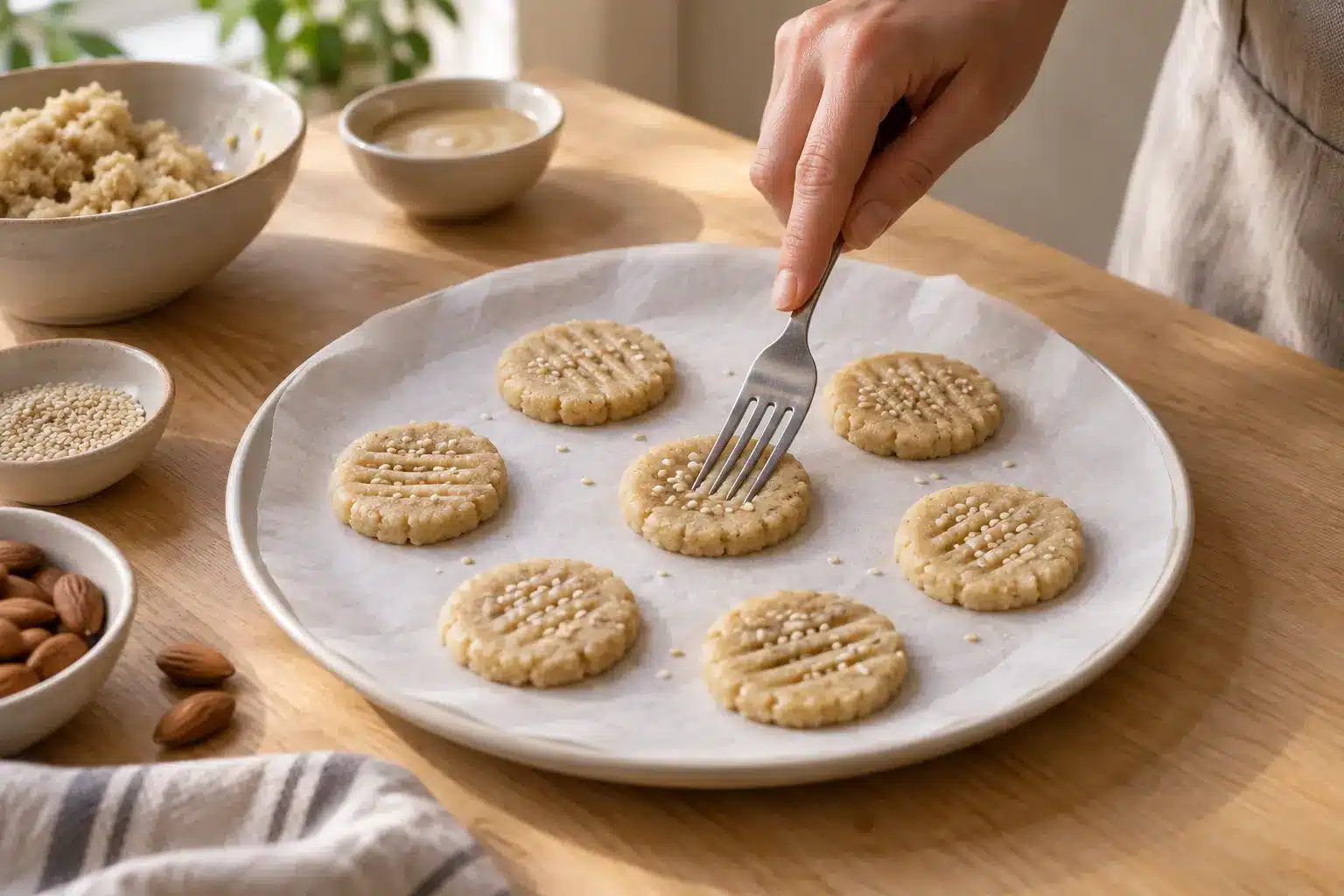 Paso 3: formar las galletas y marcarlas con un tenedor