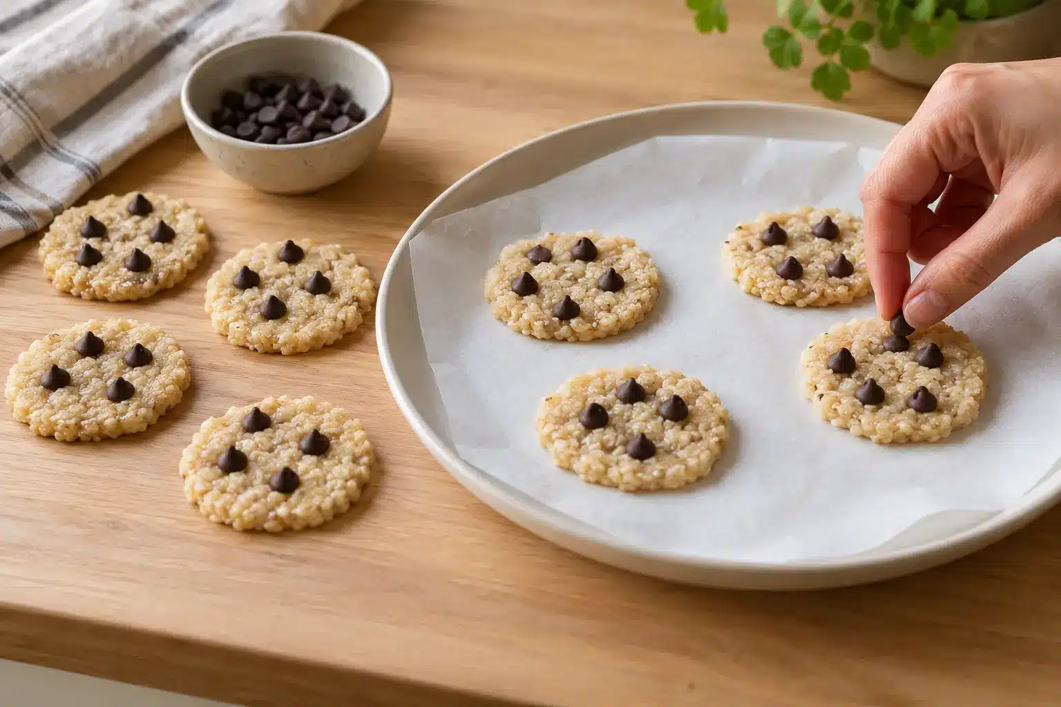 Paso 3: formar y decorar las galletas con pepitas