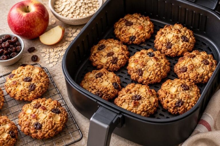 Galletas de avena, manzana y pasas en airfryer sin gluten