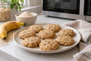 Galletas de avena y plátano al microondas sin gluten y sin huevo