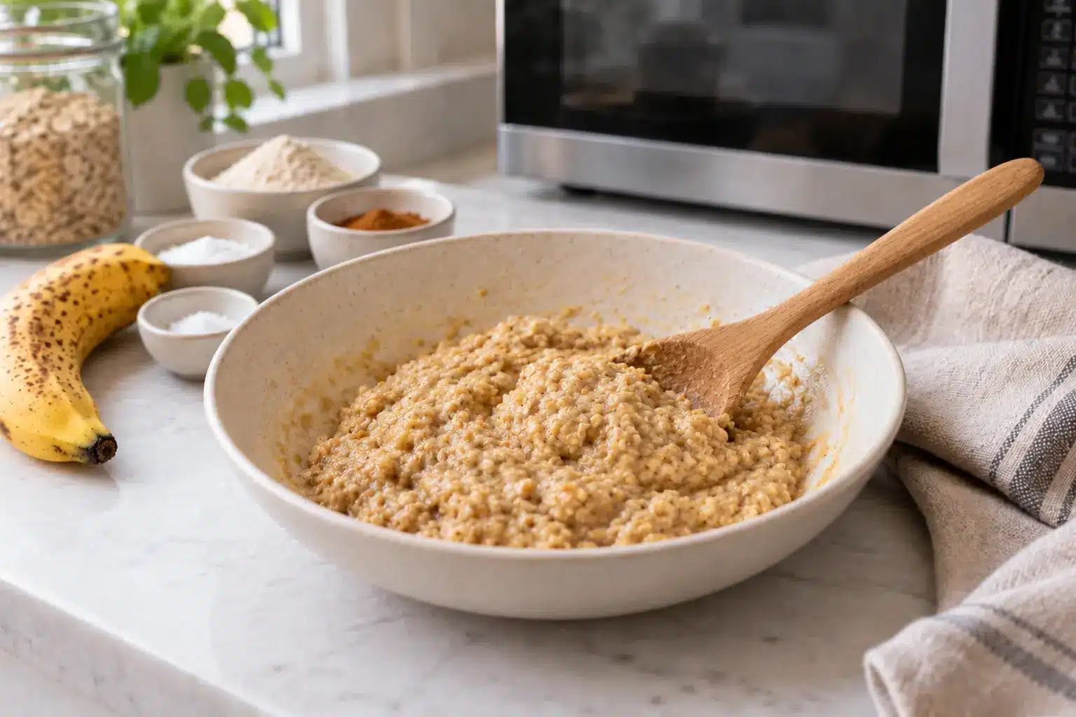Paso 2 de galletas de avena y plátano al microondas sin gluten y sin huevo