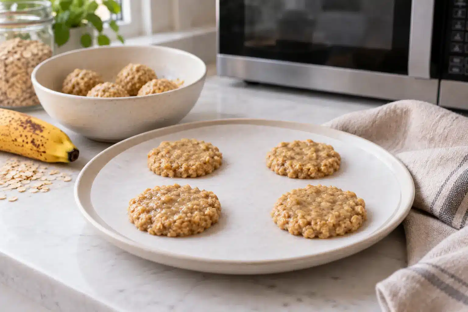 Paso 3 de galletas de avena y plátano al microondas sin gluten y sin huevo