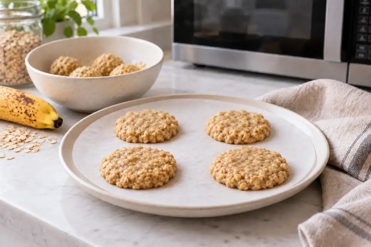 Paso 4 de galletas de avena y plátano al microondas sin gluten y sin huevo