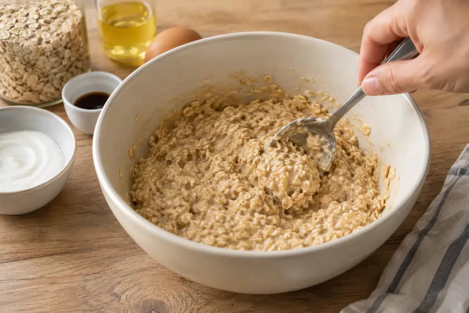 Paso 2: preparar la masa de avena y yogur