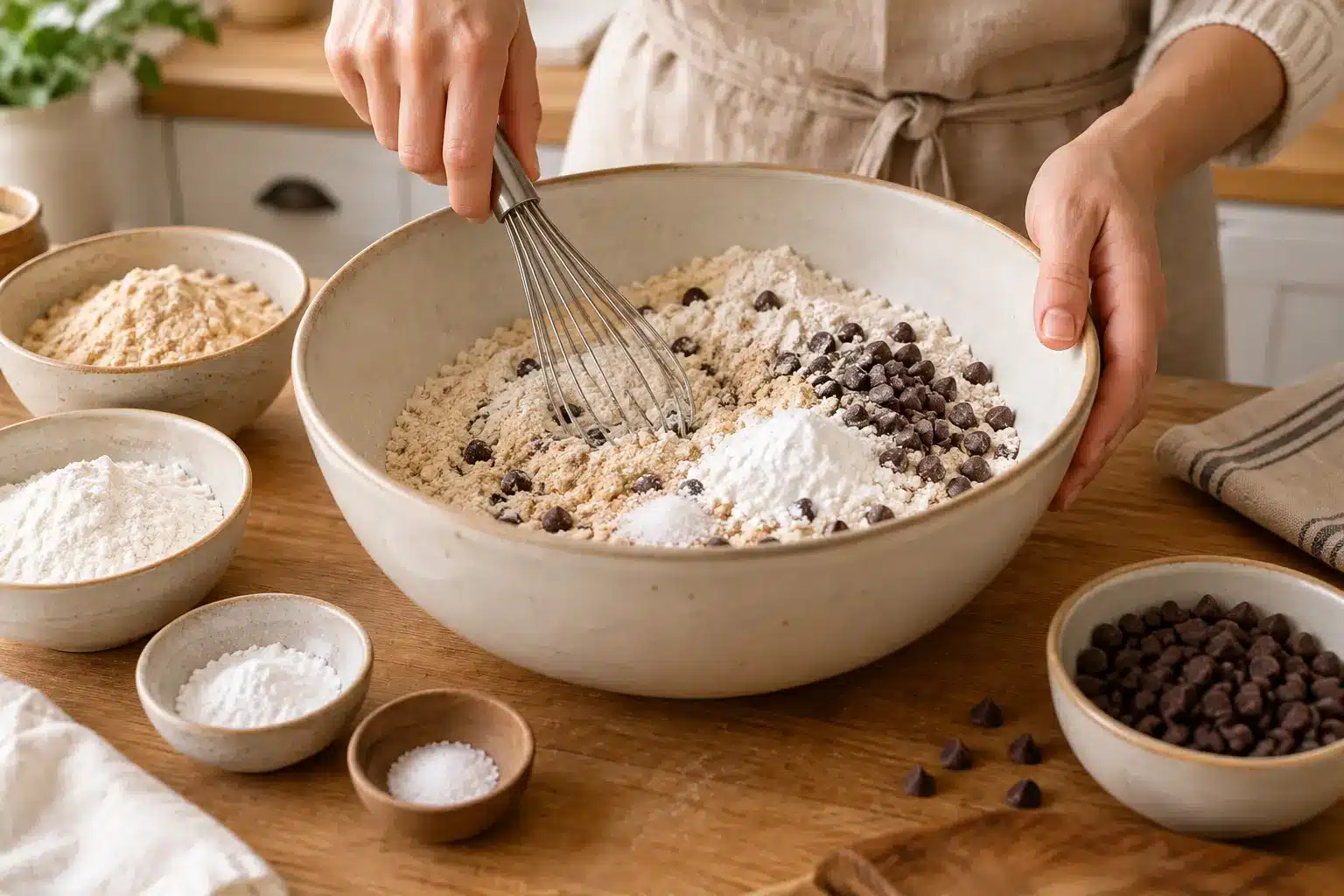 Mezcla seca de harina de castaña, harina de arroz y pepitas de chocolate