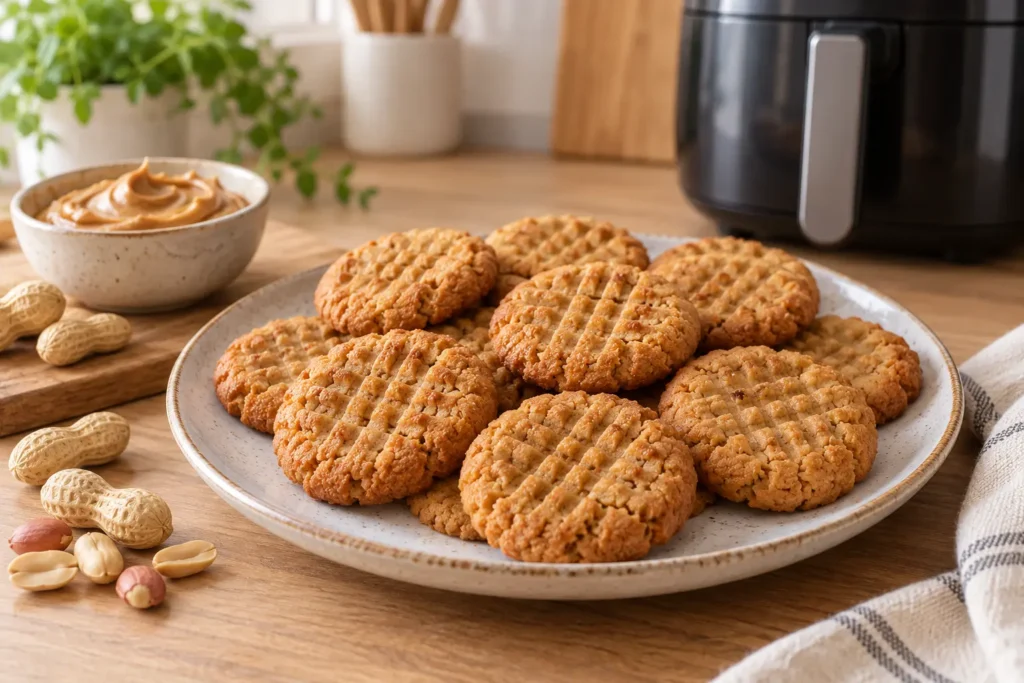 Galletas de garbanzo y crema de cacahuete en airfryer sin gluten terminadas