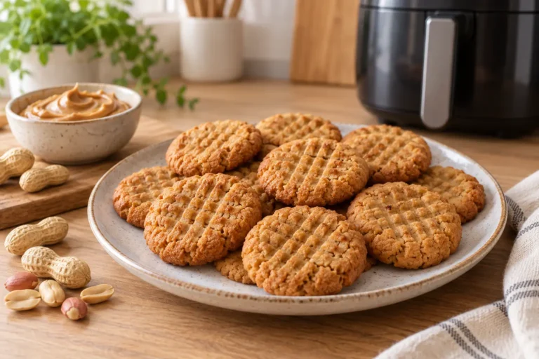 Galletas de garbanzo y crema de cacahuete en airfryer sin gluten terminadas