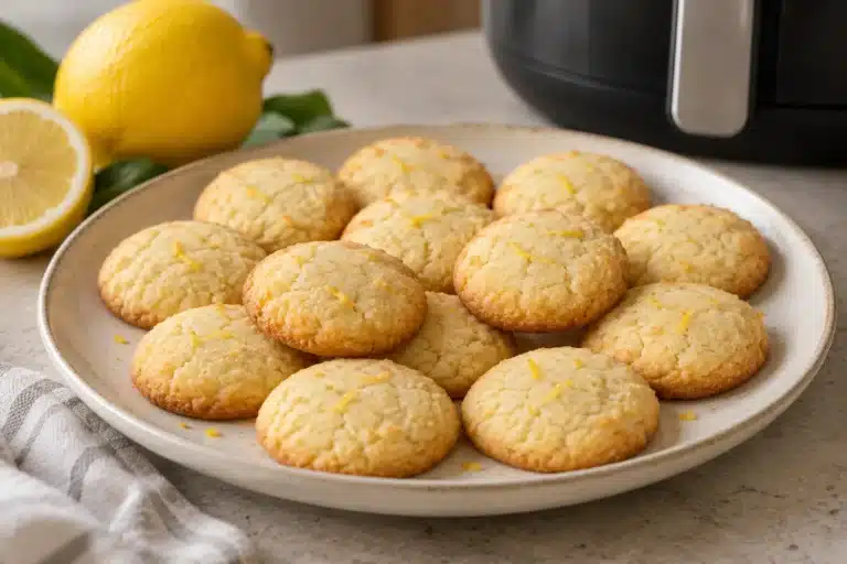 Galletas de harina de arroz y limón en airfryer sin gluten terminadas