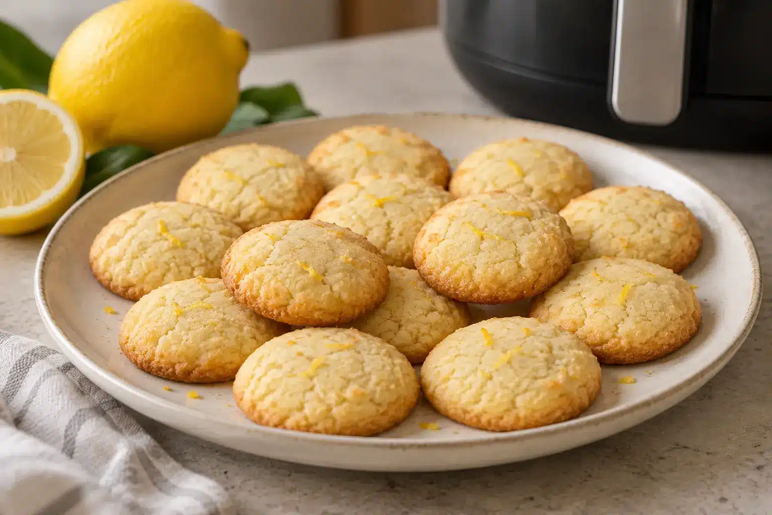 Galletas de harina de arroz y limón en airfryer sin gluten terminadas