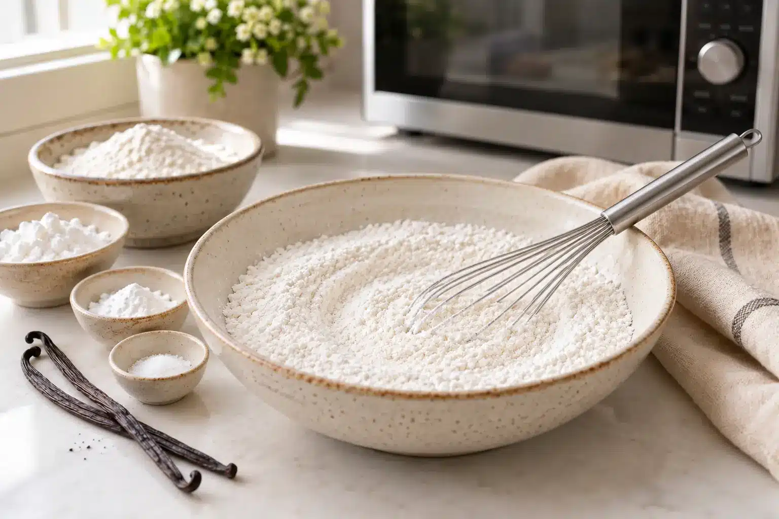 Paso 1 de galletas de harina de arroz y vainilla al microondas sin gluten