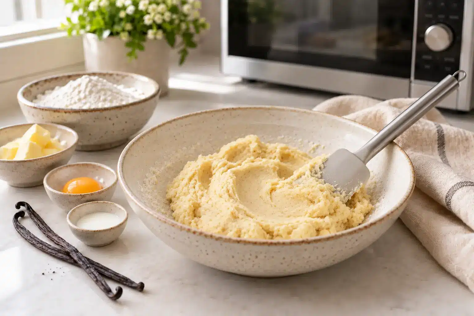 Paso 2 de galletas de harina de arroz y vainilla al microondas sin gluten