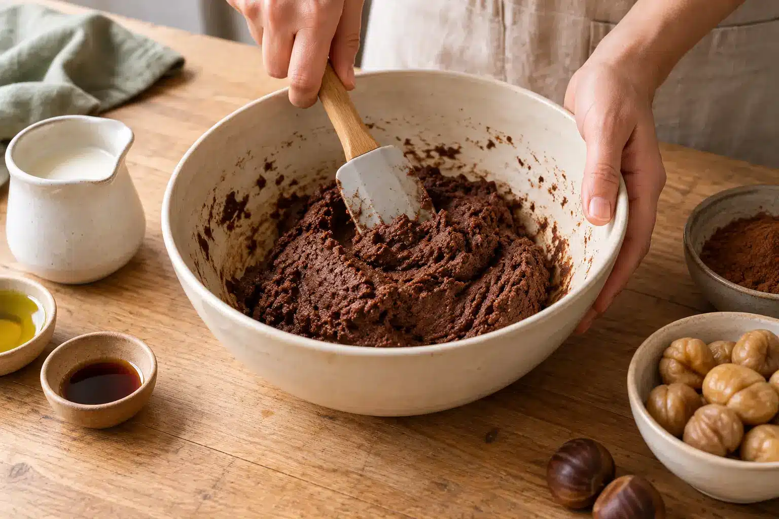 Paso 2: preparar la masa de castaña y cacao