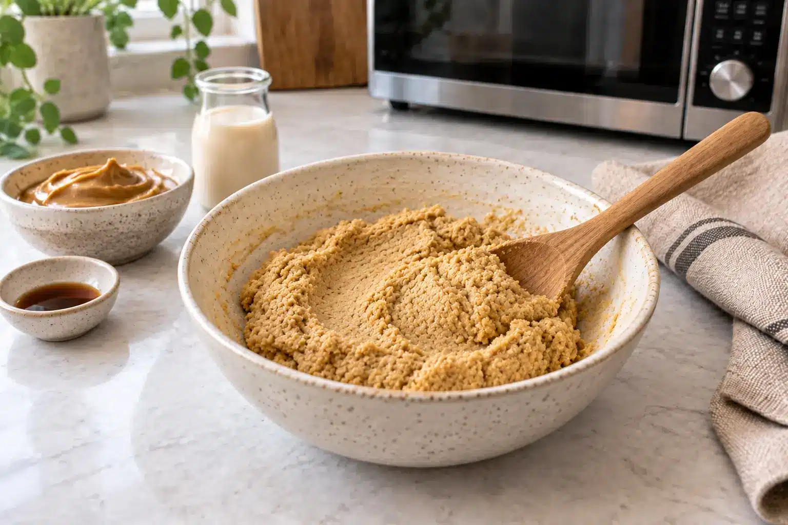 Paso 2 de galletas de harina de garbanzo y cacahuete al microondas sin gluten